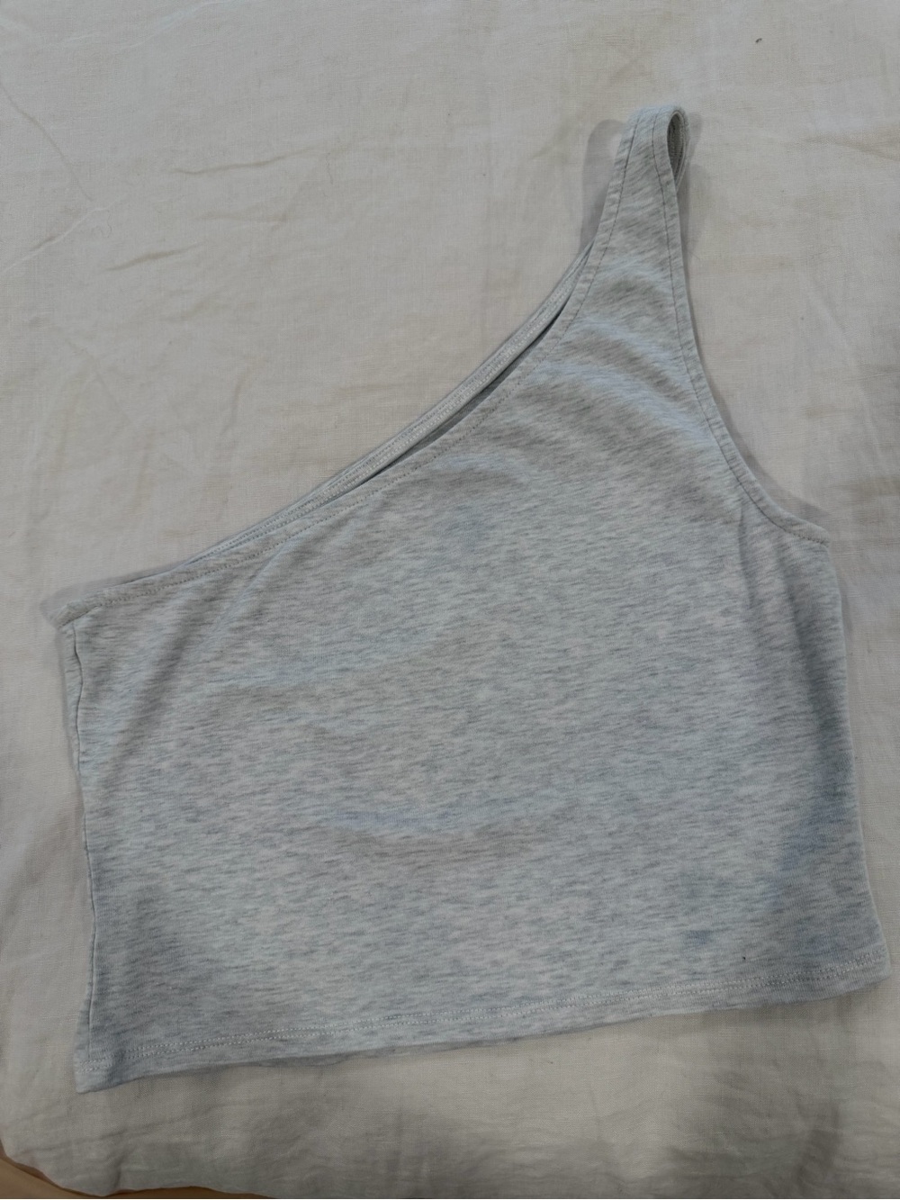 Privacy Please Light Heather Gray One-Shoulder Crop Top